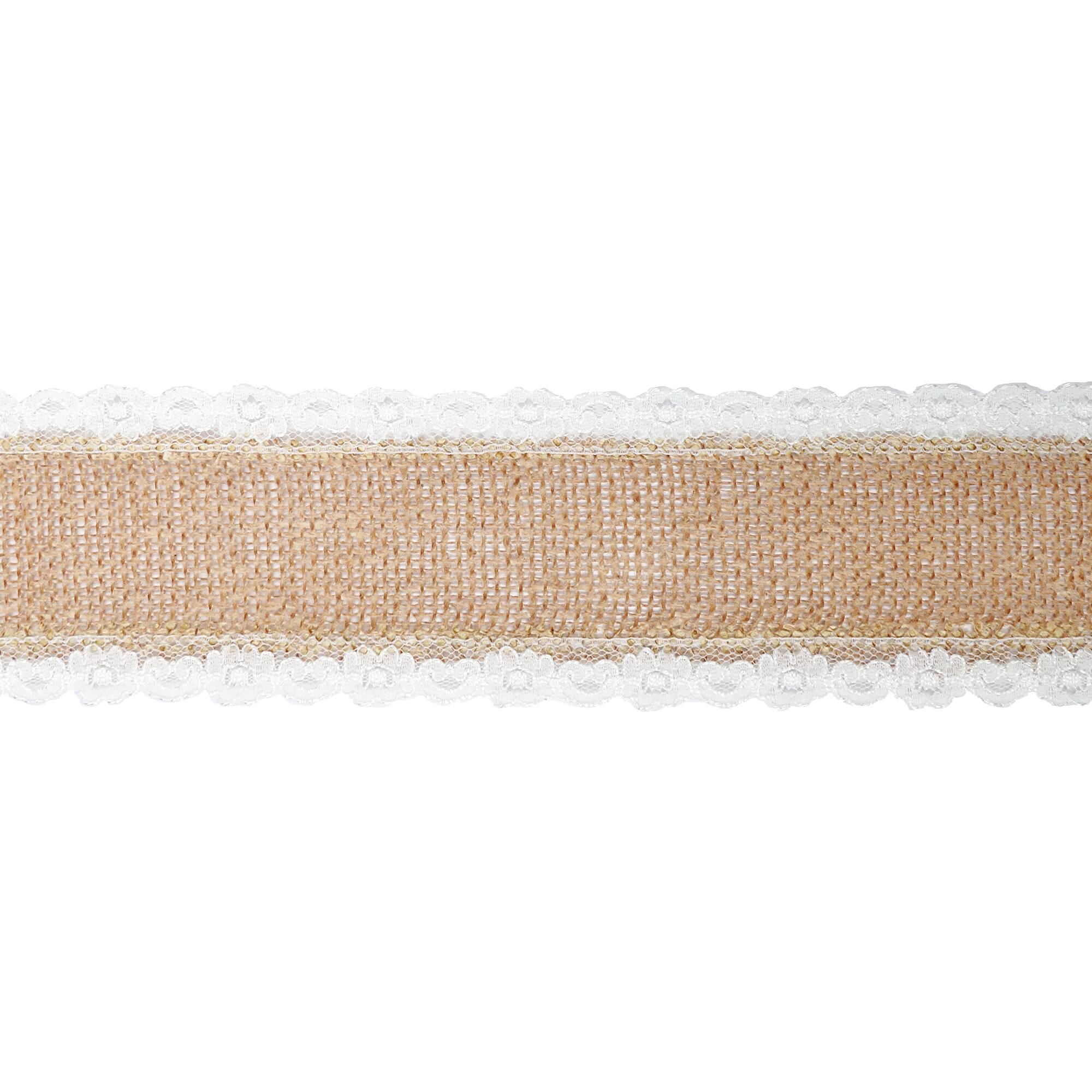12 Pack: 2.5" x 3yd. Faux Burlap & Lace Ribbon by Celebrate It® Classic